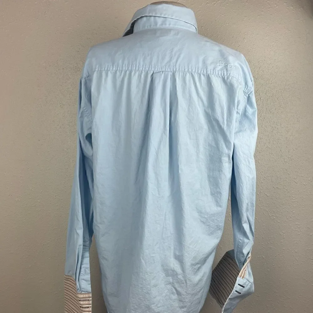 EUC Sean John Mens Button up Light Blue Big Cuff Dress Shirt Size L